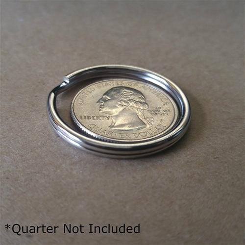 SPID-9240 1 1/4 inch split key ring shown with quarter