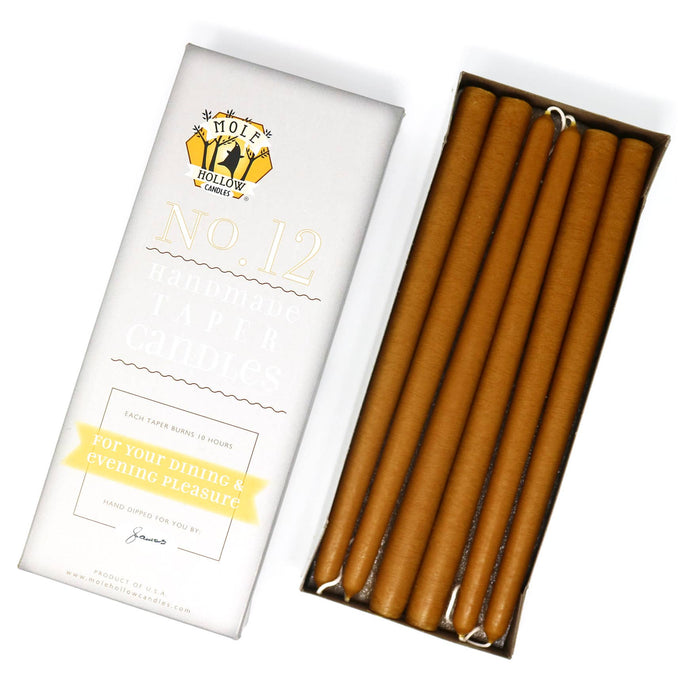 12" Hand Dipped Tapers: Antique Gold - Lone Fox