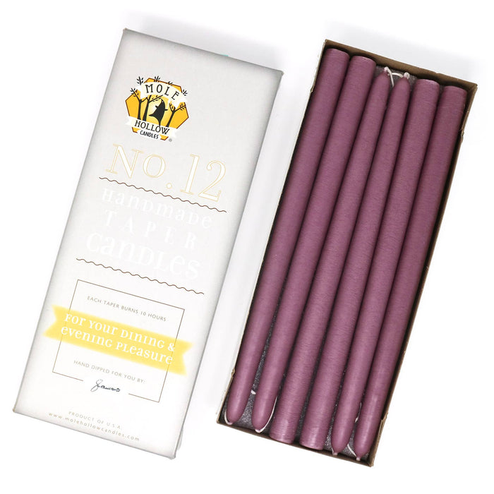 12" Hand Dipped Tapers: Mauve - Lone Fox