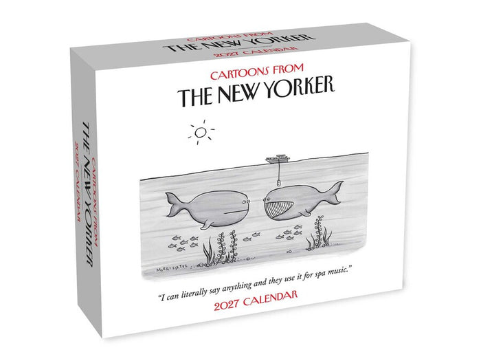 Calendar box for 'Cartoons from The New Yorker' with whale illustration on a white background