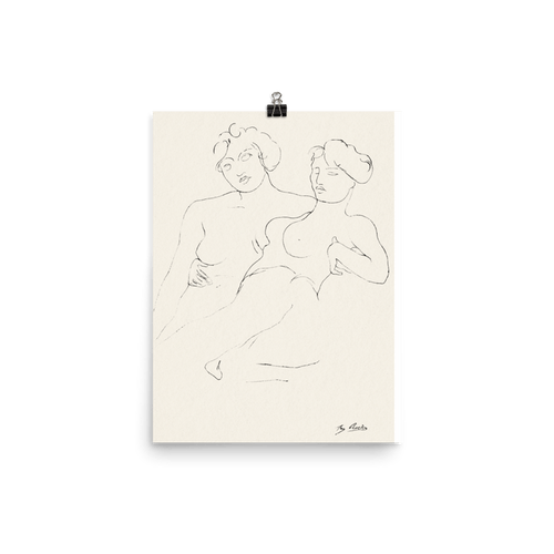 "A Sketch of Two Women" Art Print - Lone Fox