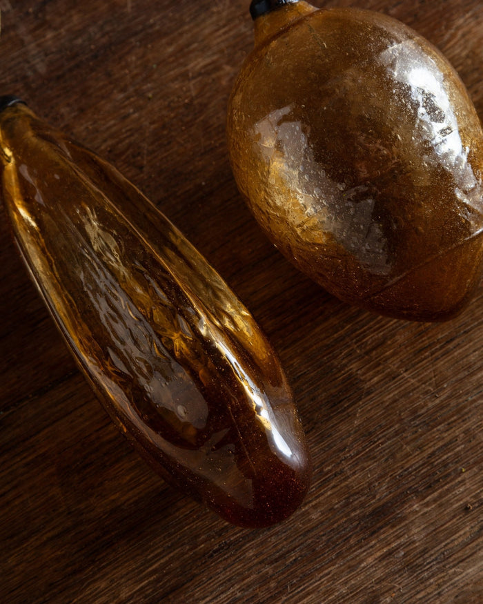 Amber Hand-Blown Glass Ornaments (Set of 3) - Lone Fox