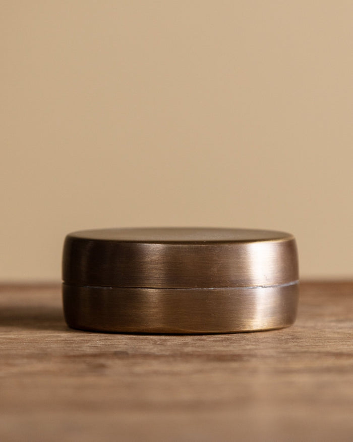Antique Brass Oval Pill / Jewelry Box - Lone Fox