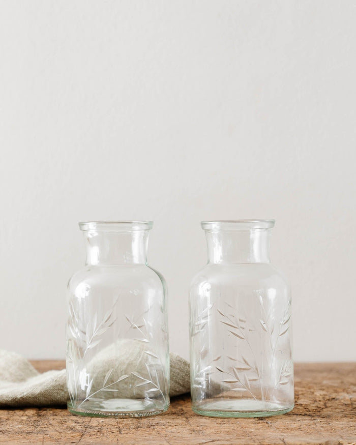 Apothecary Etched Glass Vase - Lone Fox