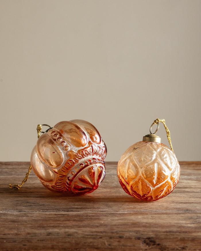 Apricot Embossed Pressed Glass Ornaments - Lone Fox