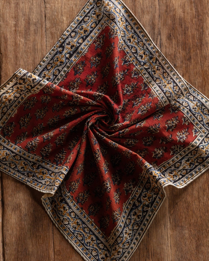 Artichoke Heart Kalamkari Cotton Handkercheif / Napkin - Lone Fox