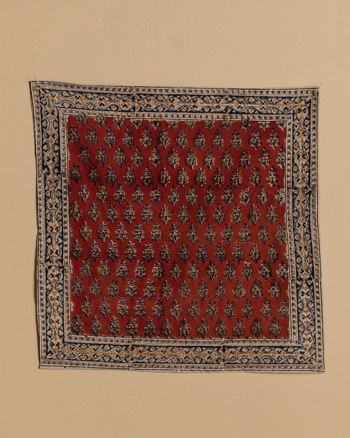 Artichoke Heart Kalamkari Cotton Handkercheif / Napkin - Lone Fox