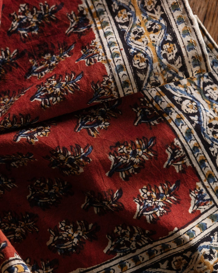 Artichoke Heart Kalamkari Cotton Handkercheif / Napkin - Lone Fox