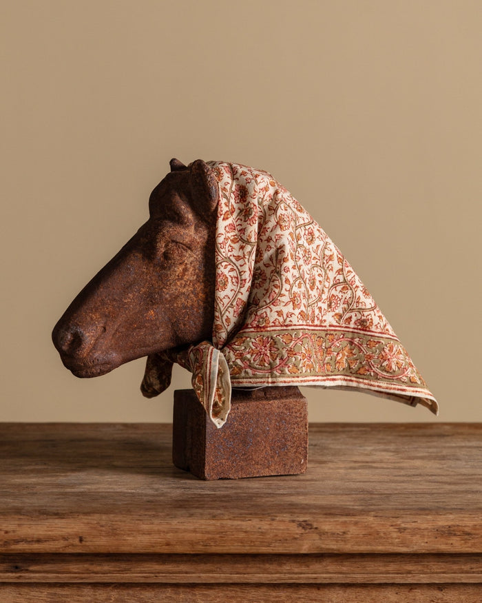 Artichoke Heart Kalamkari Cotton Handkercheif / Napkin - Lone Fox