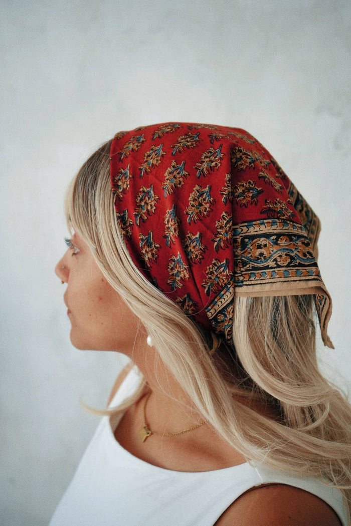Artichoke Heart Kalamkari Cotton Handkercheif - Lone Fox