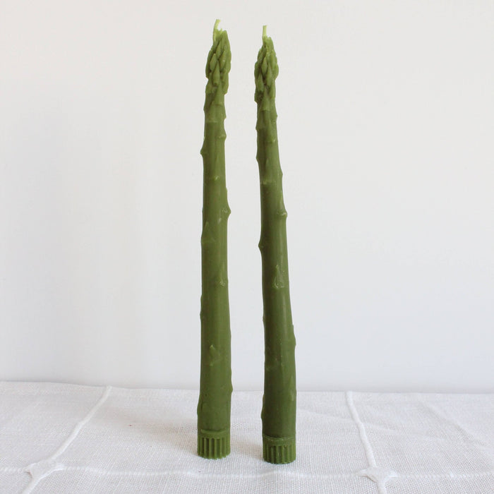 Asparagus Beeswax Candle Taper Pair - Lone Fox
