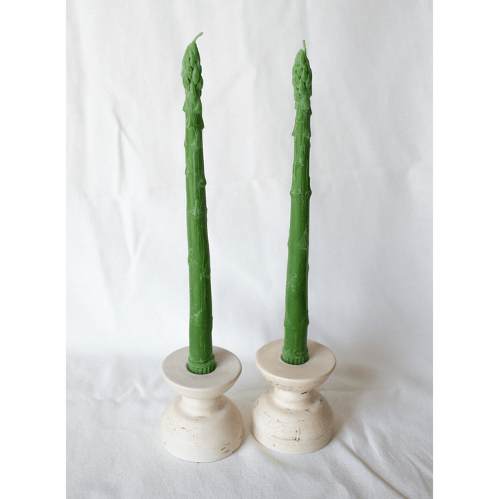 Asparagus Beeswax Candle Taper Pair - Lone Fox