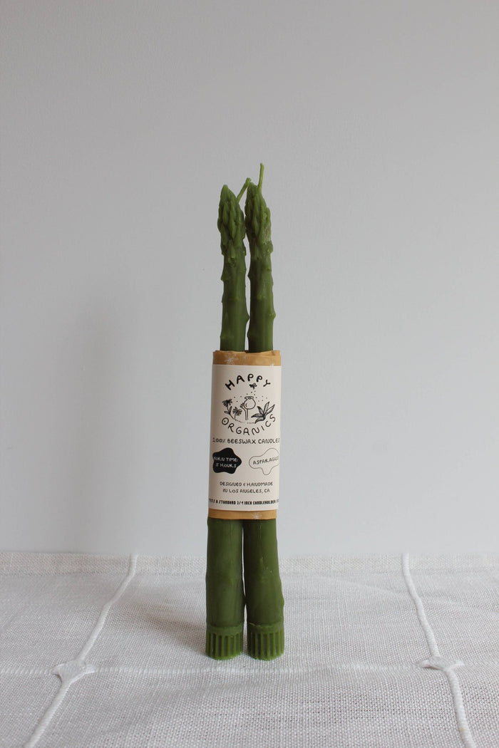 Asparagus Beeswax Candle Taper Pair - Lone Fox