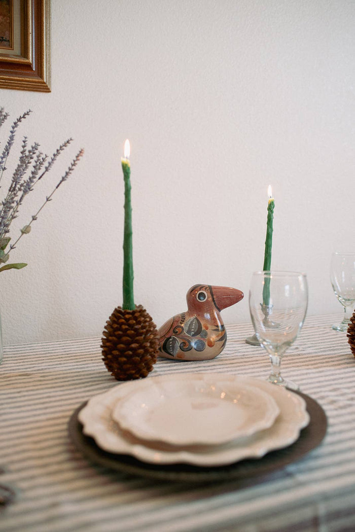 Asparagus Beeswax Candle Taper Pair - Lone Fox