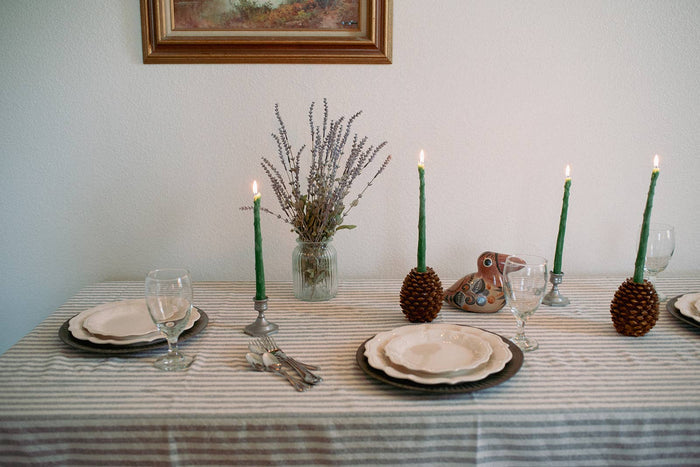 Asparagus Beeswax Candle Taper Pair - Lone Fox