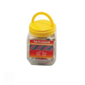 A plastic jar with a yellow lid labeled "Assorted Non-Breakaway Lanyards TUB-O-LANYARDS," containing several Assorted Non-Breakaway Lanyards with swivel hooks and bulldog clips. Sold by Specialist ID.
