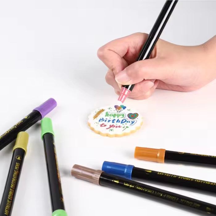 Bee’s Double Ended Metallic Ink Edible Markers - FDA Approved - 3 pack metallic colors