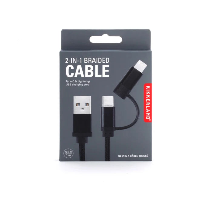 Black 2 in 1 Braided Cable