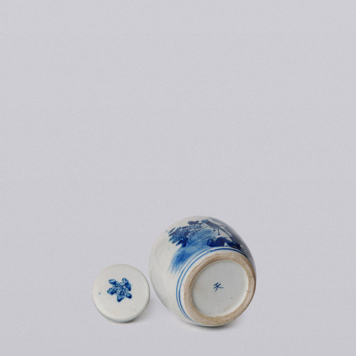 Blue and White Porcelain Mini Bird and Flower Round Jar - Lone Fox