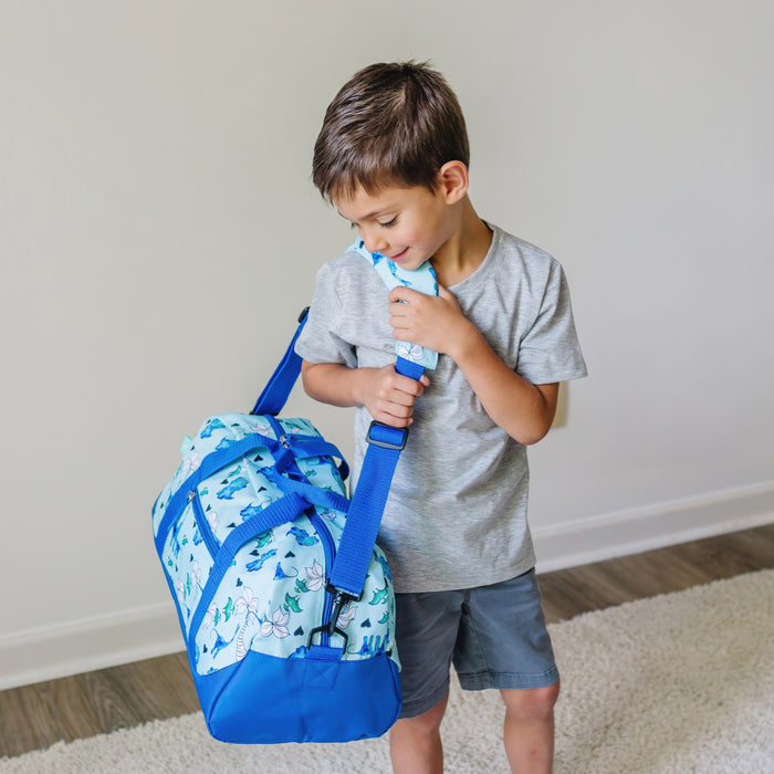 Blue Dino Overnighter Duffel Bag