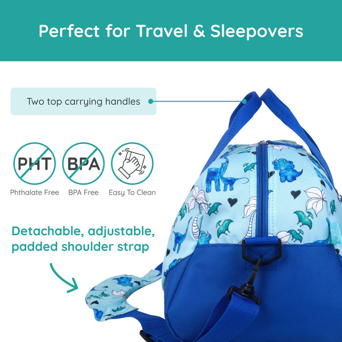 Blue Dino Overnighter Duffel Bag