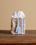 Blue Floral Stripe Blockprint Tissue Box Cover - Lone Fox
