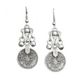 Boho Chic Pewter Coin Drop Earrings