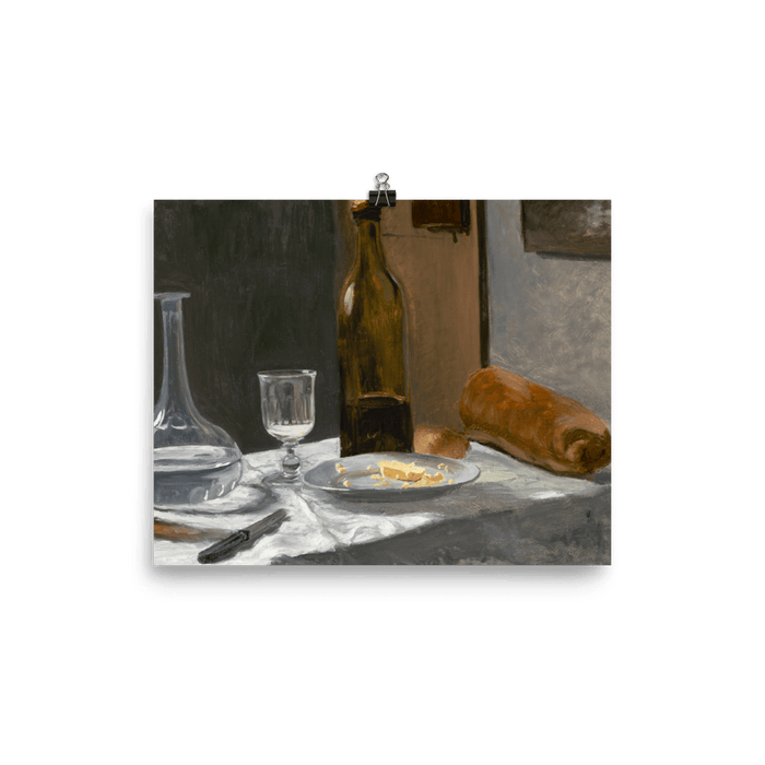 "Bottle, Carafe, Bread, and Wine" Art Print - Lone Fox
