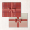 bow tartan + christmas stripe double-sided wrap