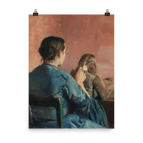 "Braiding her Hair" Art Print - Lone Fox