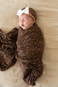 BROWN + BLUE POLKA DOTS | SWADDLE