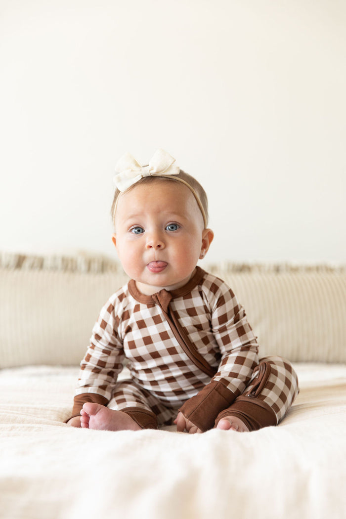 BROWN GINGHAM | ZIPPER ONE PIECE