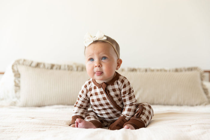 BROWN GINGHAM | ZIPPER ONE PIECE
