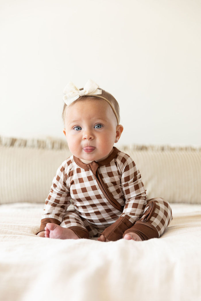 BROWN GINGHAM | ZIPPER ONE PIECE