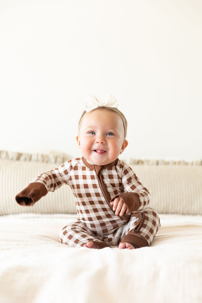 BROWN GINGHAM | ZIPPER ONE PIECE