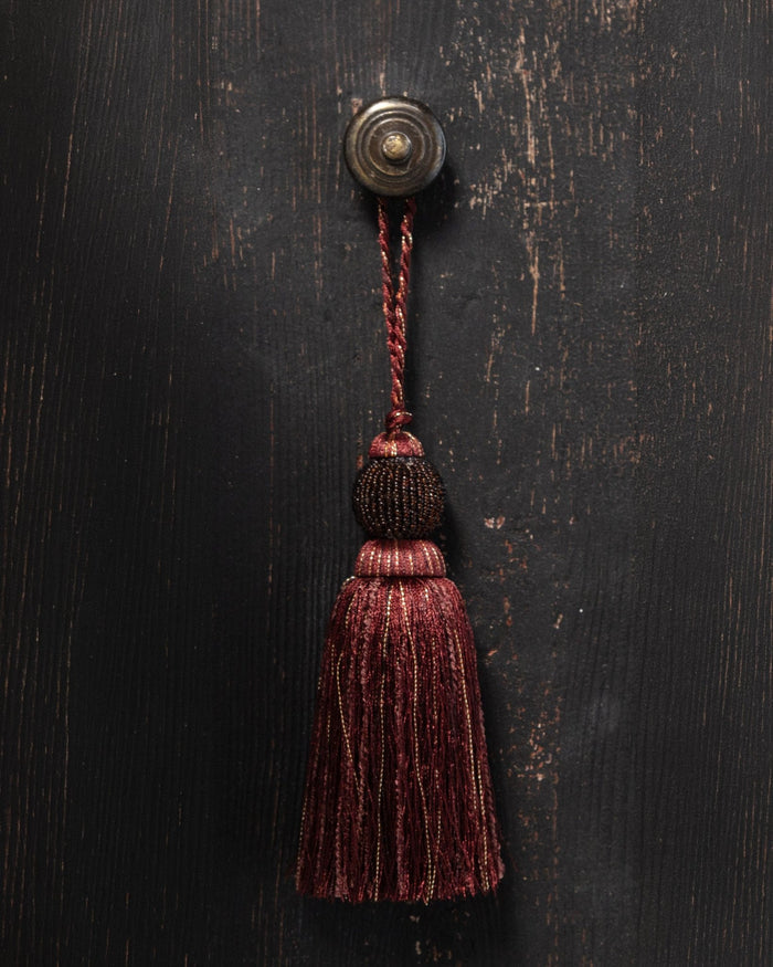 Burgundy Beaded Decorative Tassel - Lone Fox