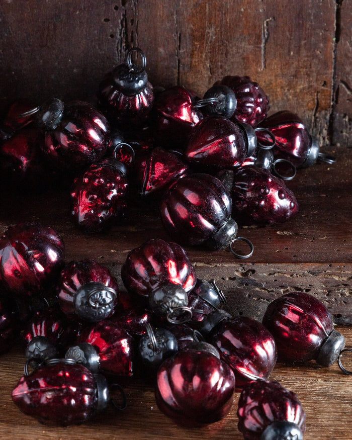 Burgundy Mercury Glass Mini Ornaments (Set of 36) - Lone Fox