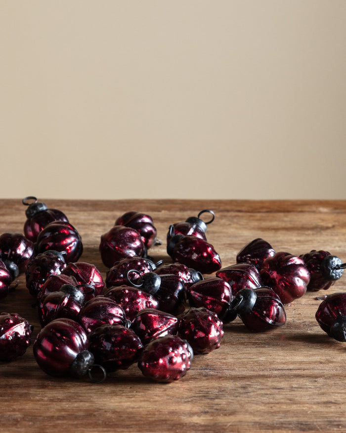 Burgundy Mercury Glass Mini Ornaments (Set of 36) - Lone Fox