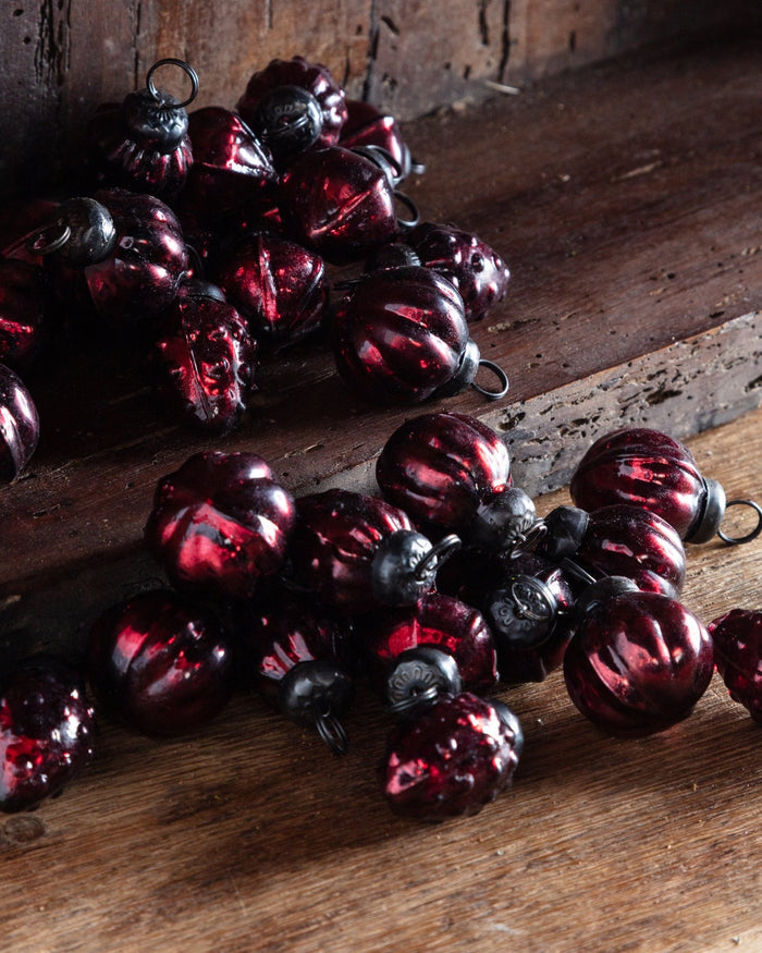 Burgundy Mercury Glass Mini Ornaments (Set of 36) - Lone Fox