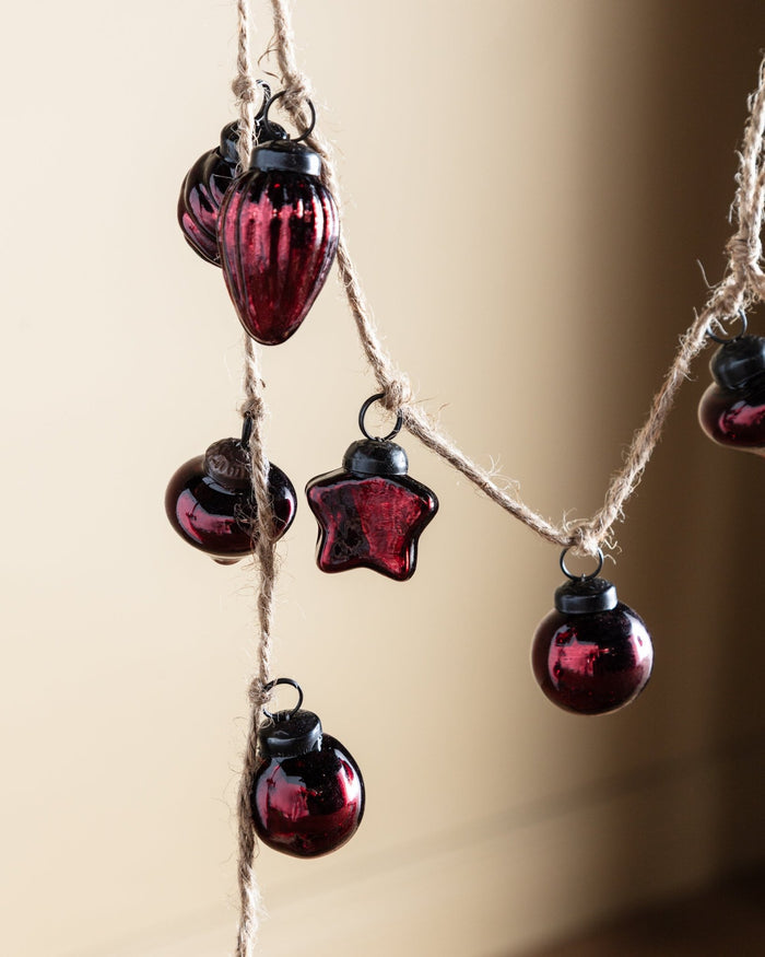 Burgundy Mercury Glass Ornament Garland - Lone Fox