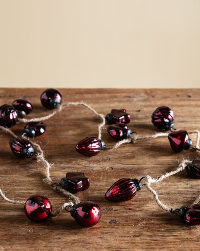 Burgundy Mercury Glass Ornament Garland - Lone Fox