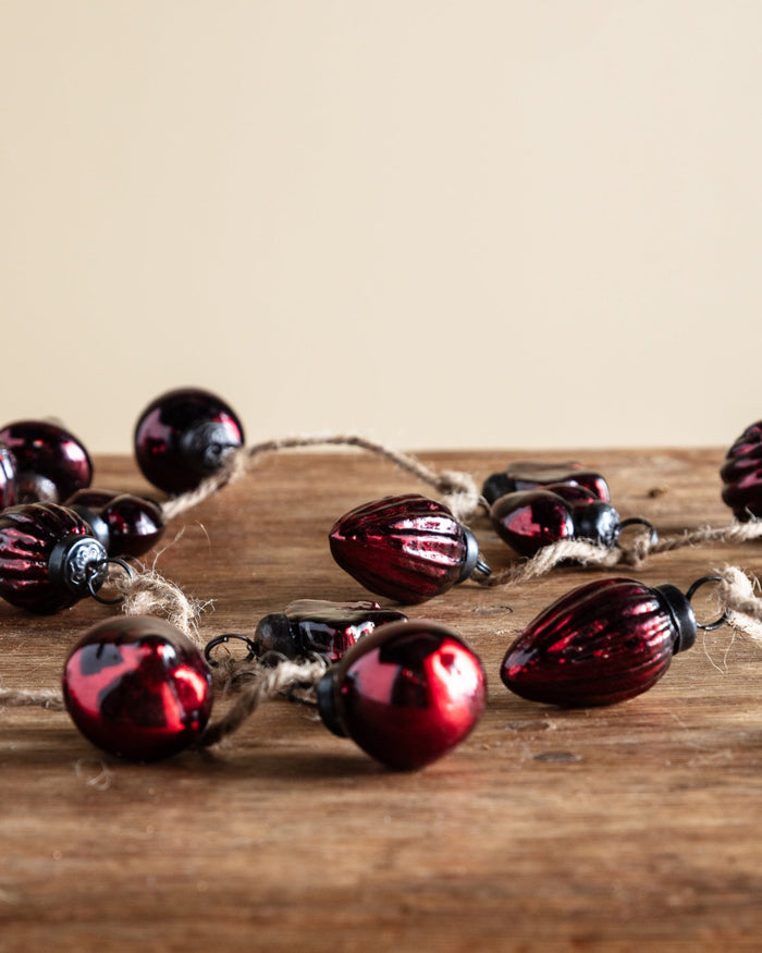 Burgundy Mercury Glass Ornament Garland - Lone Fox