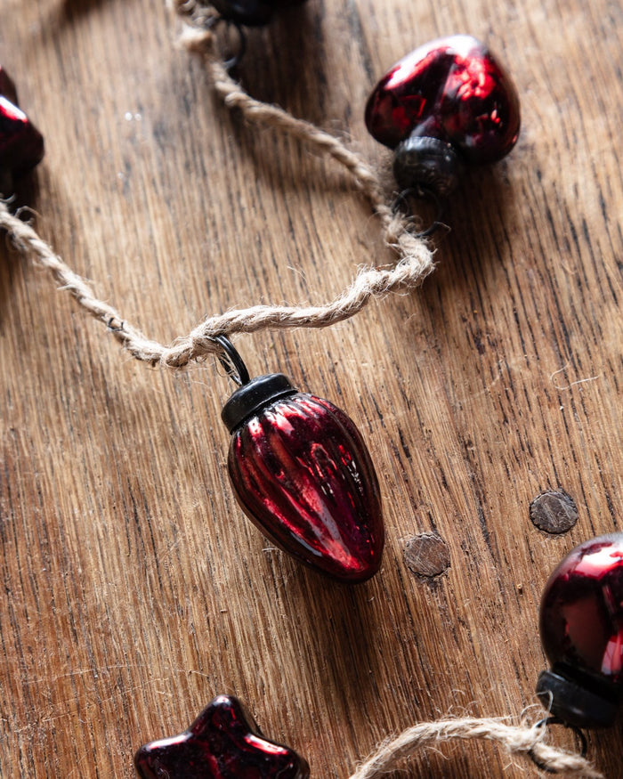 Burgundy Mercury Glass Ornament Garland - Lone Fox