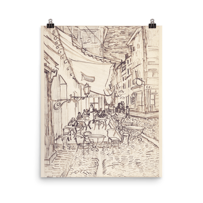 "Cafe Terrace at Night" Art Print - Lone Fox