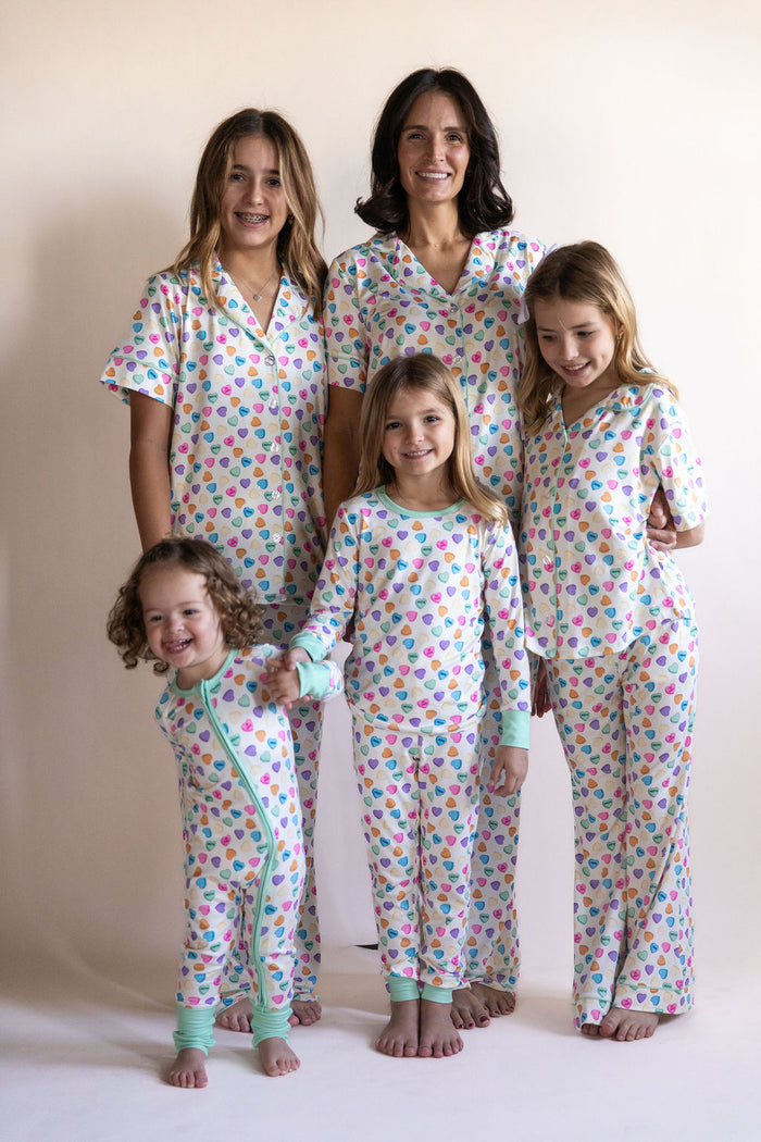 CANDY HEARTS | WOMEN'S BUTTON UP SHORT SLEEVE SET