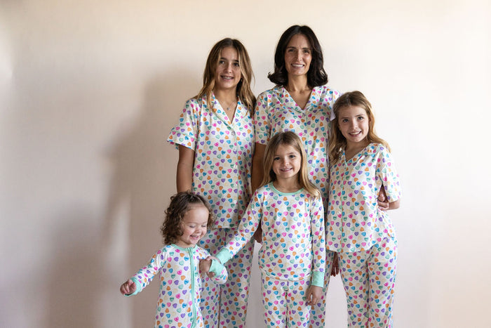 CANDY HEARTS | WOMEN'S BUTTON UP SHORT SLEEVE SET