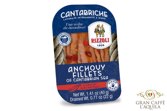CANTABRIAN SEA ANCHOVY FILETS IN OLIVE OIL WITH CHILI PEPPER - RIZZOLI 1.41oz