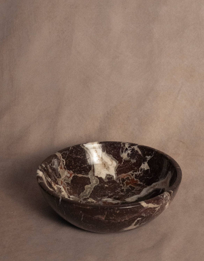 Classic Large Marble Bowl - Red Zebra Marble - Levanto - Lone Fox