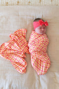 CORAL + ORANGE GINGHAM | SWADDLE