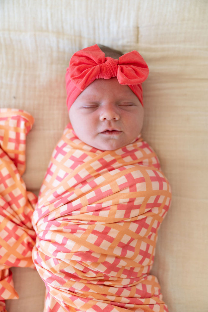 CORAL + ORANGE GINGHAM | SWADDLE